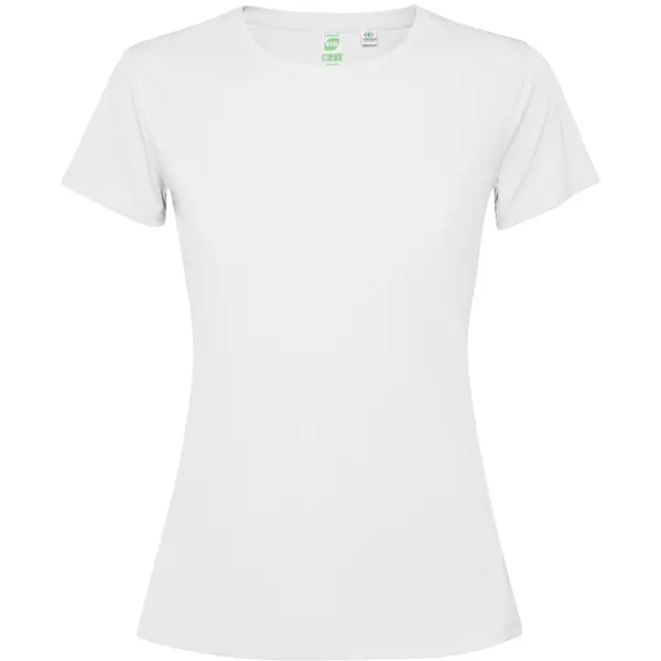 Camiseta técnica antibacteriana Estoril 125 g mujer en blanco de 100% poliéster reciclado waffle interlock, vista frontal