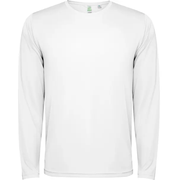 Camiseta técnica manga larga antibacteriana Estoril 125 g en blanco de 100% poliéster reciclado waffle interlock, vista frontal