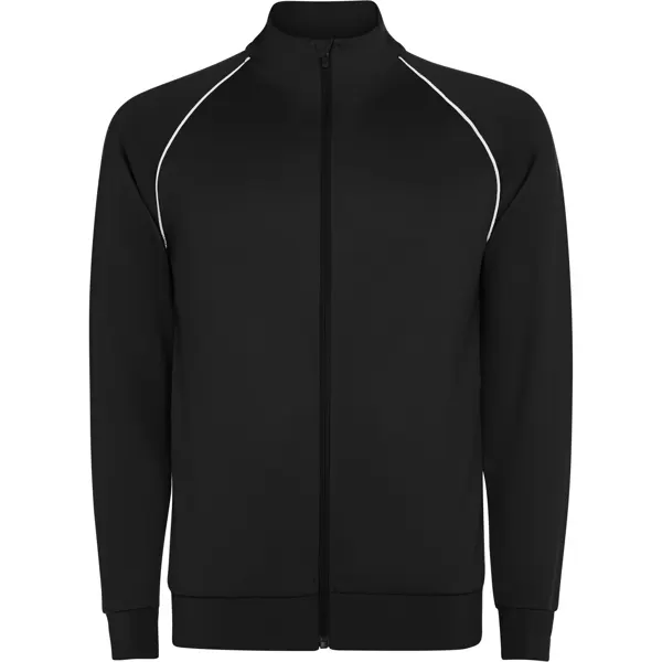 Sudadera deportiva Valier con cremallera 210 g en negro de 100% poliéster, 210 g/m², vista frontal