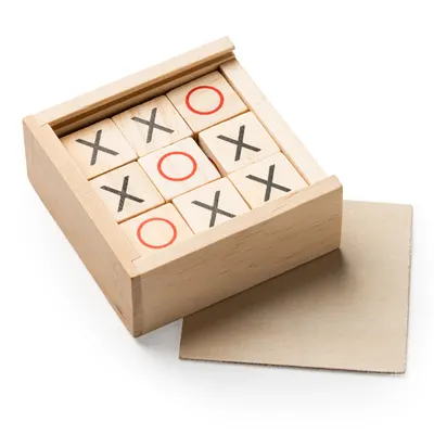 Juego 3 en raya de madera en caja personalizable