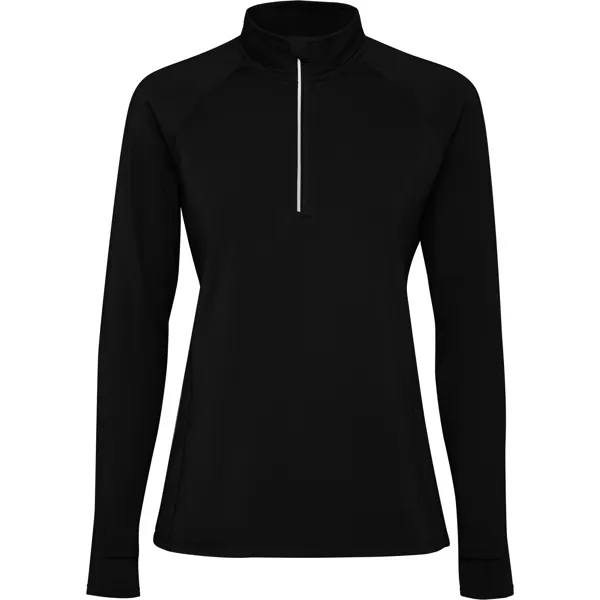 Sudadera técnica media cremallera Estambul 200 g mujer en negro de 88% poliéster reciclado / 12% elastano, 200, vista frontal