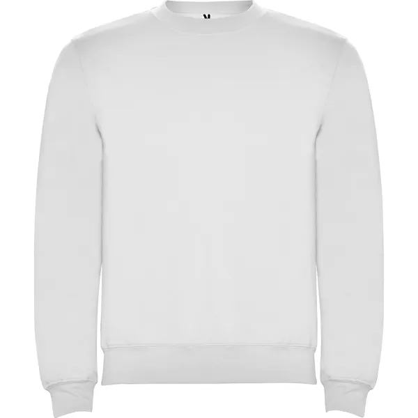 Sudadera cuello redondo Clasica 280 g en blanco de 50% algodón / 50% poliéster, felpa perchada, vista frontal
