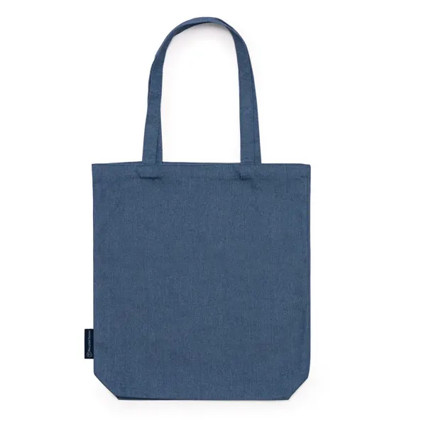 Bolsa de tejido vaquero reciclado Deam con fondo 320 g en vaquero de tejido vaquero, 320 g/m², vista frontal