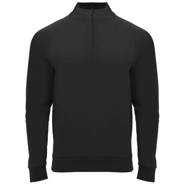 Chaqueta deportiva media cremallera perchada Epiro 200 g en negro de 100% poliéster, 200 g/m², vista frontal