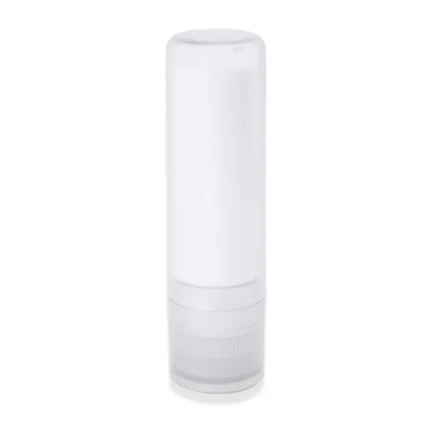 Bálsamo labial SPF15 en barra translúcida Lissen en blanco de plástico, vista frontal