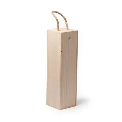 Caja de madera con asa para botella de vino personalizable