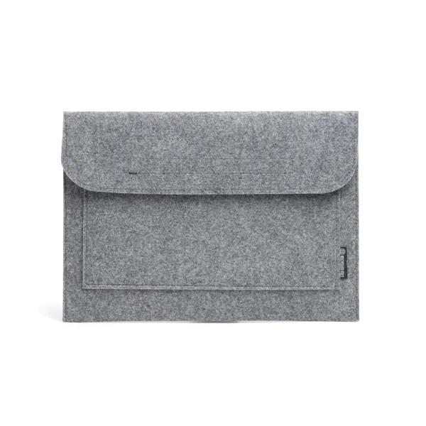 Funda de fieltro reciclado Amber portátil 15 pulgadas en gris de fieltro reciclado, vista frontal