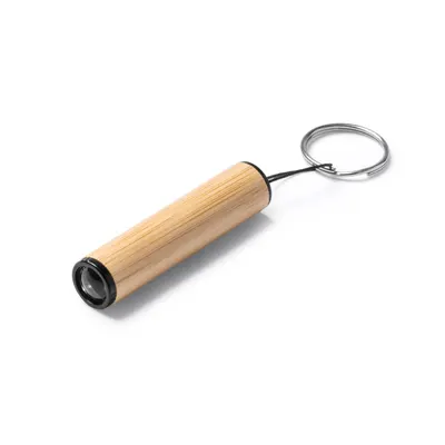 Llavero linterna LED de bambú Vesel con pilas personalizable