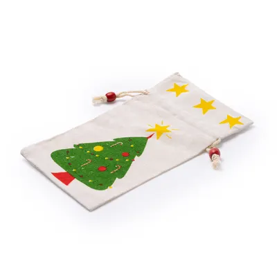 Bolsa de regalo navideña algodón con cuerdas personalizable