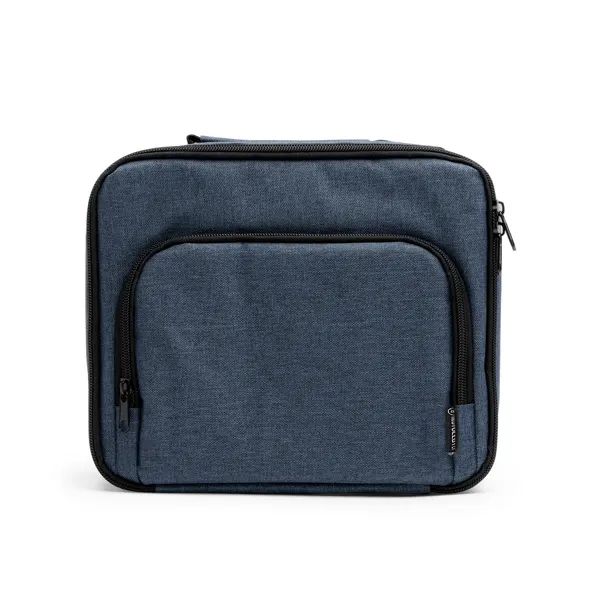 Nevera de RPET Sotek 600D con bolsillo exterior en denim vigore de RPET, vista frontal