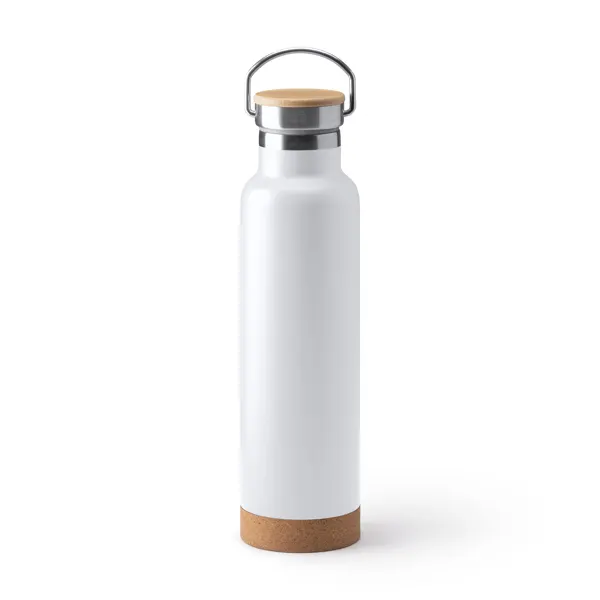 Bidón térmico de acero inoxidable reciclado Vader 650 ml en blanco de acero inoxidable 304 reciclado , bambú y, vista frontal