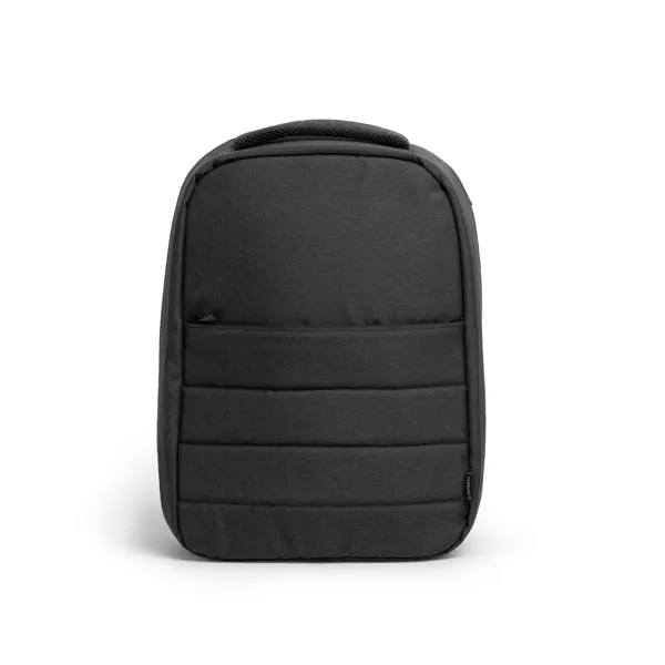 Mochila antirrobo de RPET Norden 300D portátil y tablet en negro de RPET, vista frontal