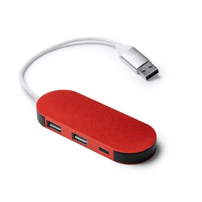 Hub USB de aluminio reciclado Dorian 3 puertos personalizable
