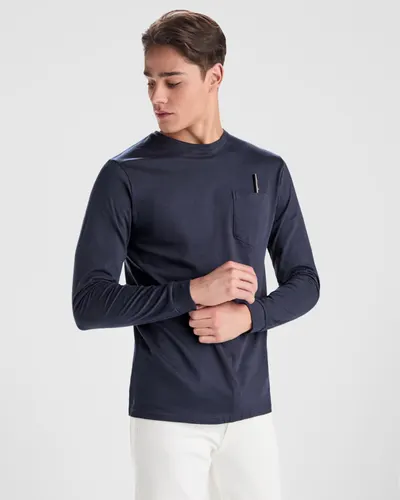 Camiseta algodón 165 g manga larga con bolsillo personalizable