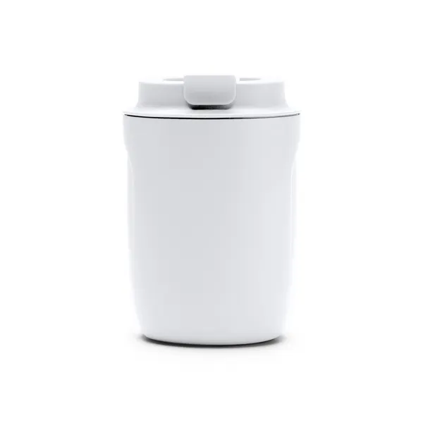 Vaso térmico de acero Tanik doble pared antifugas 250 ml en blanco de acero inoxidable, vista frontal