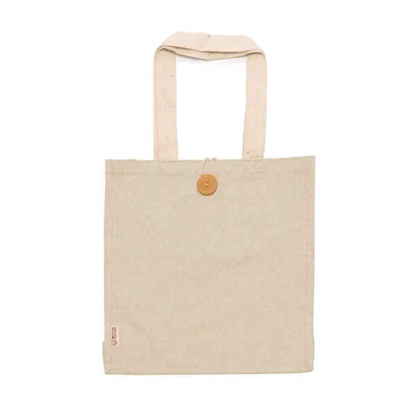 Bolsa de algodón reciclado Barmer 300 g jaspeado en crudo de algodón reciclado, 300g/m², vista frontal