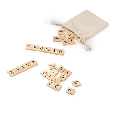 Juego de matemáticas de madera de 32 piezas personalizable