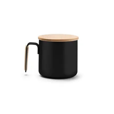 Taza de acero reciclado Rimor con tapa de bambú 350 ml personalizable
