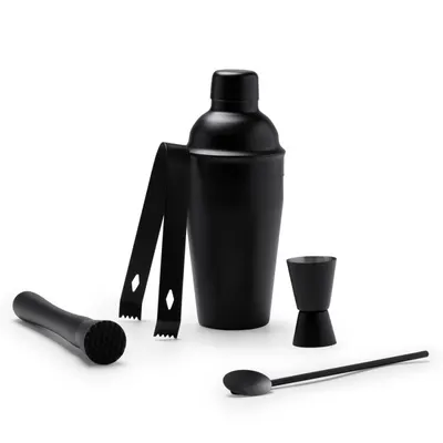 Set de coctelería acero inoxidable negro Pisco personalizable