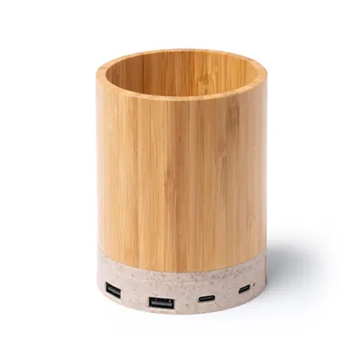 Lapicero de bambú con base de carga 15 W personalizable