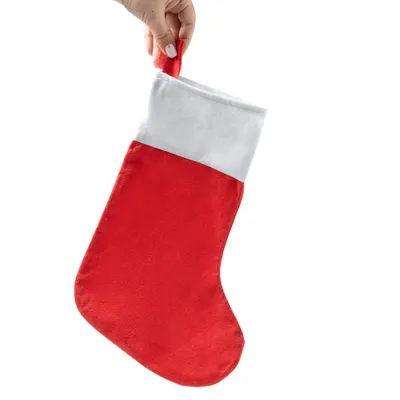 Calcetín navideño para colgar con banda blanca personalizable