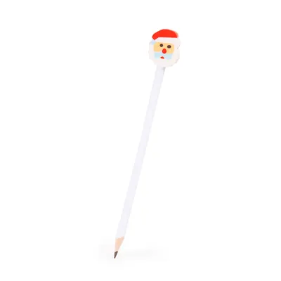 Lápiz de madera navideño con goma personalizable