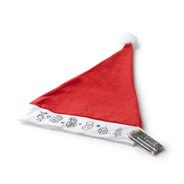 Gorro de Papá Noel Nick para colorear infantil en rojo de poliéster y non-woven, vista frontal