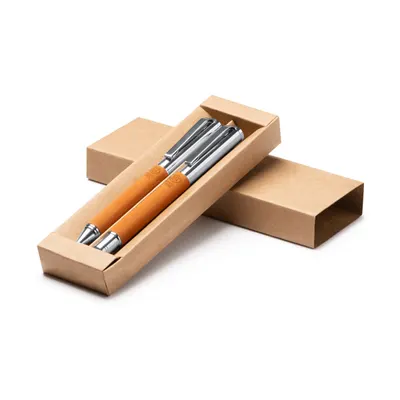 Set bolígrafo y roller de piel reciclada Tombol personalizable