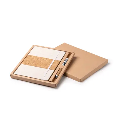 Set libreta A5 y bolígrafo corcho Beret con estuche personalizable