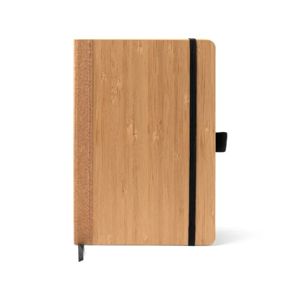 Libreta A5 de bambú y corcho Austy en crudo de bambú y corcho, vista frontal