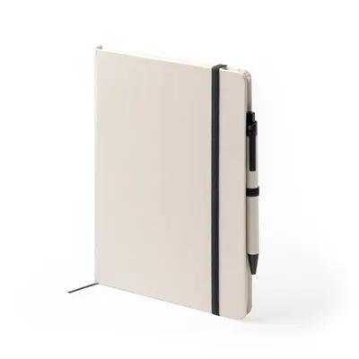 Libreta A5 cartón reciclado rígida y bolígrafo personalizable