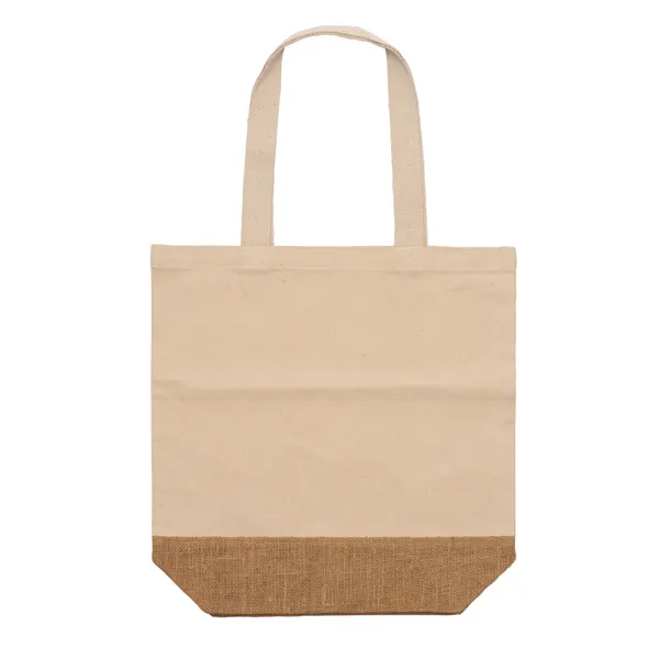 Bolsa de algodón reciclado y yute Mendes 330 g en crudo de algodón reciclado y yute, vista frontal