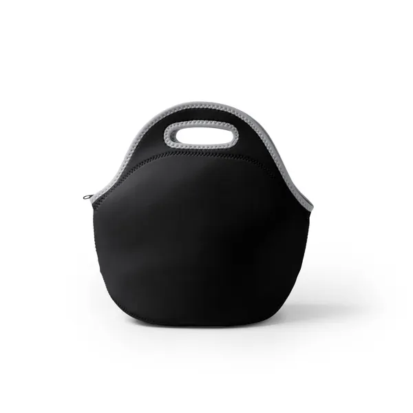 Bolsa nevera de neopreno Gomat con cremallera en negro de neopreno, vista frontal