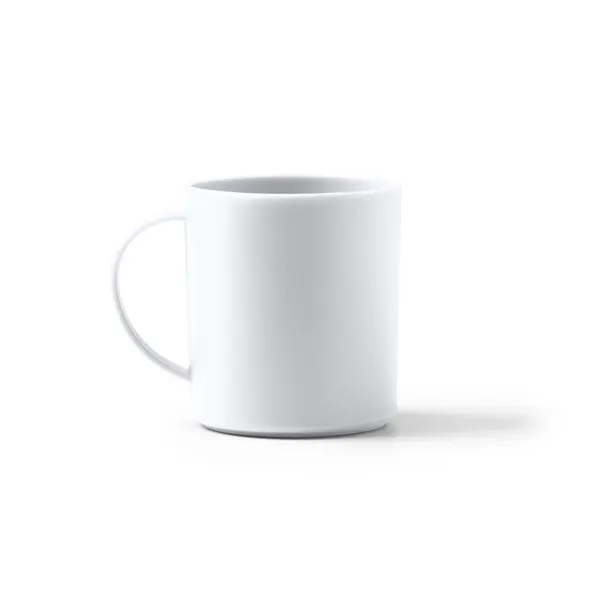 Taza reutilizable de PP Lino 300 ml en blanco de PP, vista frontal