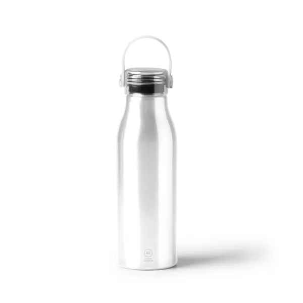 Bidón de aluminio reciclado Fental 750 ml asa de silicona en blanco de aluminio reciclado, vista frontal