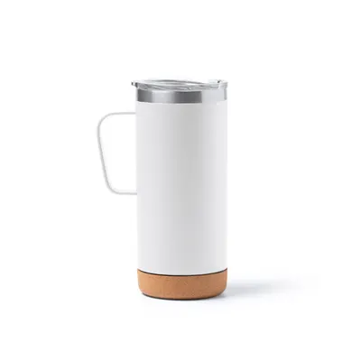 Taza térmica de acero reciclado Beyron base de corcho 600 ml personalizable