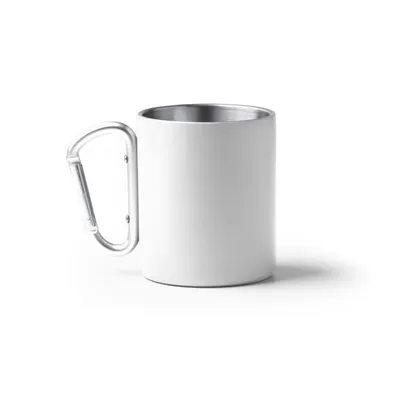 Taza de acero reciclado Nasik 300 ml con mosquetón personalizable