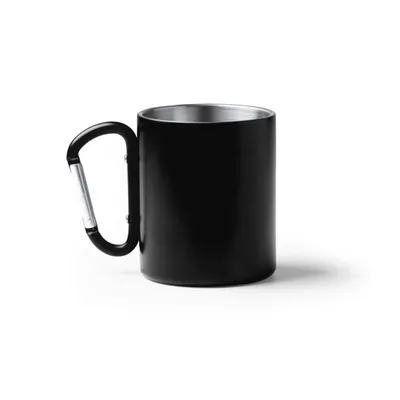 Taza de acero reciclado Nasik 300 ml con mosquetón personalizable