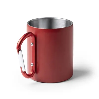 Taza de acero reciclado Nasik 300 ml con mosquetón personalizable