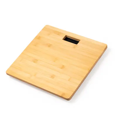 Báscula digital de bambú con temperatura personalizable