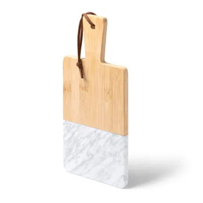 Tabla de cortar bambú y mármol Gino con cinta personalizable