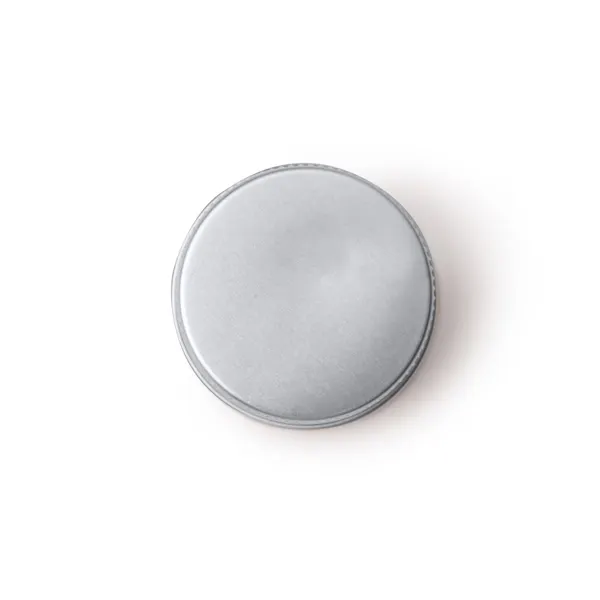 Bálsamo labial SPF15 en estuche de aluminio Shap en plata, vista frontal