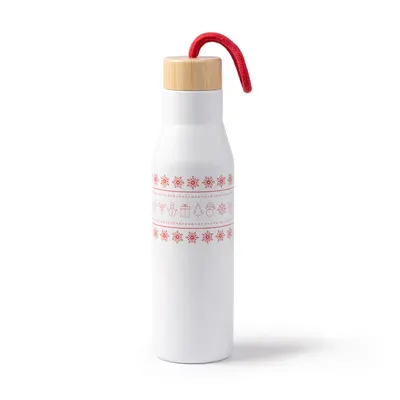 Bidón acero doble pared tapa bambú 500 ml personalizable