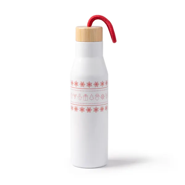 Bidón de acero Melow doble pared tapa bambú 500 ml en blanco de acero inoxidable y bambú, vista frontal