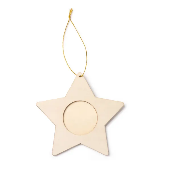 Adorno navideño portafotos de madera Filey en estrella de madera, vista frontal