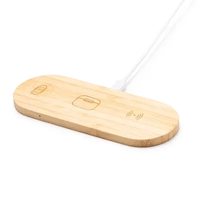 Base de carga 3 en 1 bambú 15 W personalizable