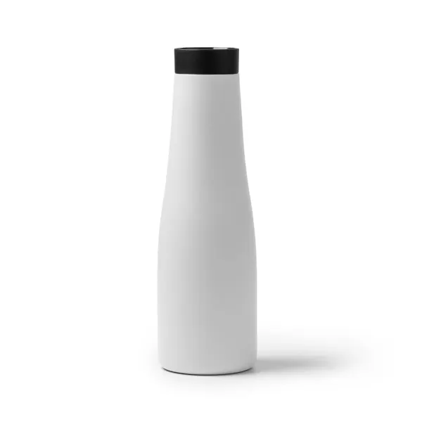 Bidón térmico de acero 304 Turman 600 ml tapón pulsador en blanco de acero inoxidable 304, vista frontal