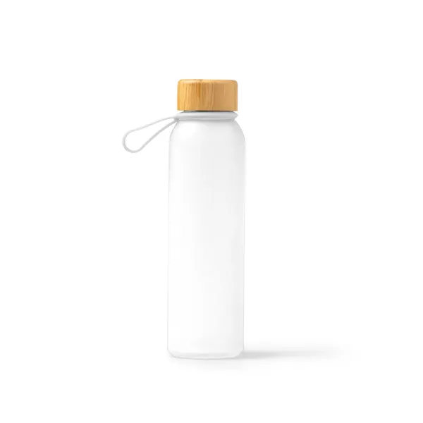 Botella de cristal reciclado Voznan 500 ml tapón de bambú en blanco de cristal reciclado y bambú, vista frontal