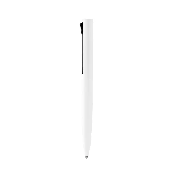 Bolígrafo de ABS reciclado Brook clip pulsador en blanco de ABS reciclado y aluminio reciclado, vista frontal