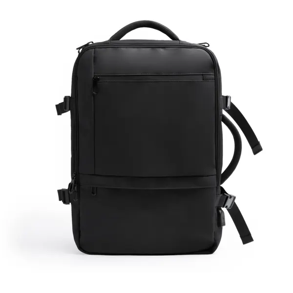 Mochila de viaje extensible polipiel Rayan 40 l en negro de PU leather, vista frontal